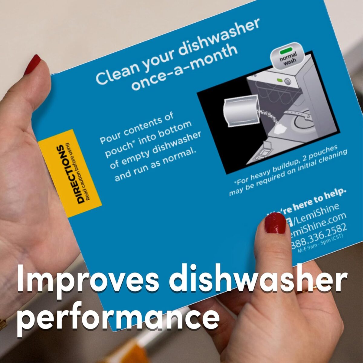 Lemi Shine Natural Dishwasher Cleaner - Hard Water Citric Acid Cleaning Powder - Lemon Scented Eco-Friendly Dishwasher Cleaner & Deodorizer - 14.08 oz (8 Pack) - Image 4