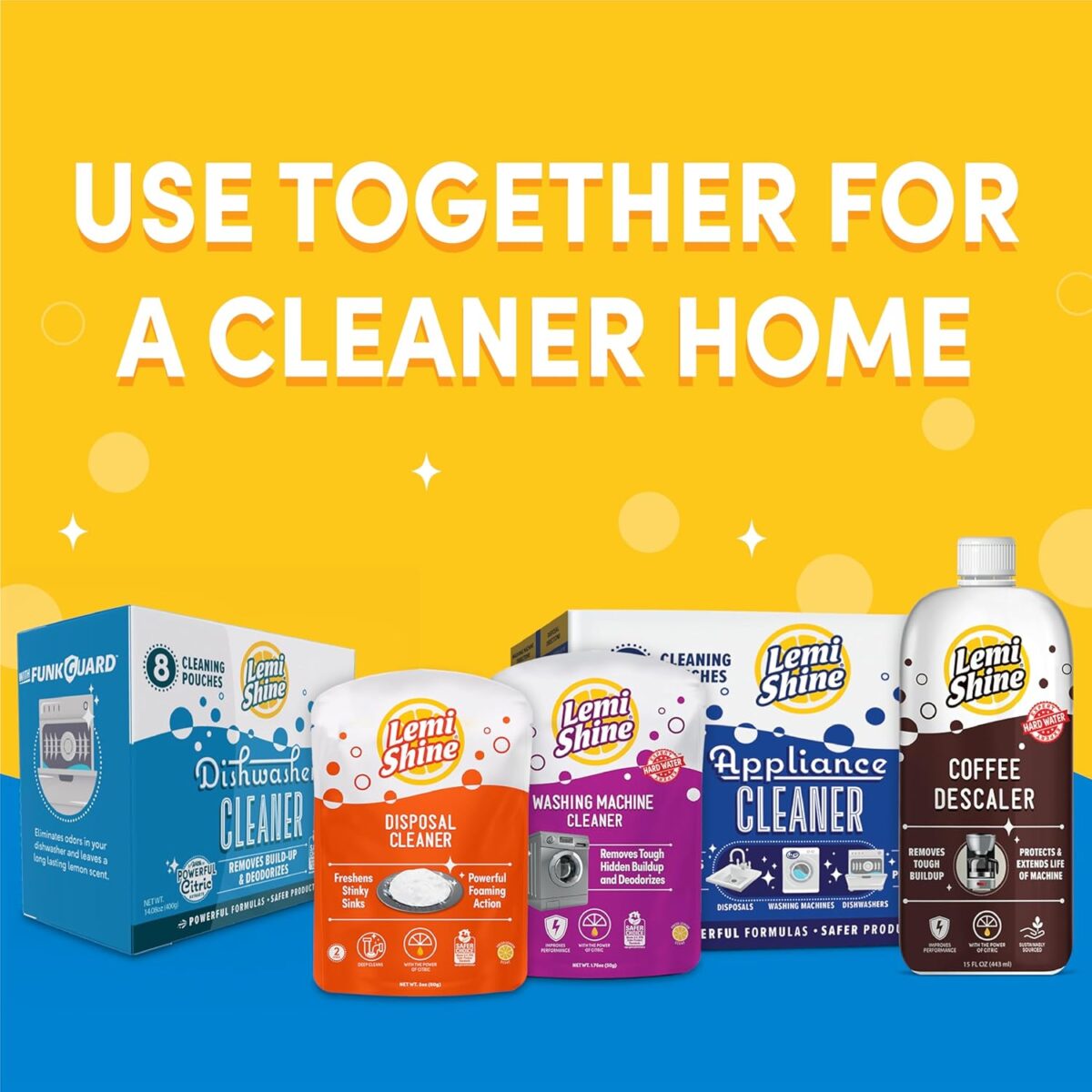Lemi Shine Natural Dishwasher Cleaner - Hard Water Citric Acid Cleaning Powder - Lemon Scented Eco-Friendly Dishwasher Cleaner & Deodorizer - 14.08 oz (8 Pack) - Image 8