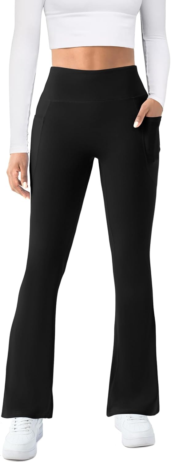 1761562862_Womens-Yoga-Pants-with-Pockets-High-Waisted-Flare-Leggings-Bell-Bottom-Yoga-Dress-Pants-Seamless-Bootcut-Pants.jpg Womens Yoga Pants with Pockets High Waisted Flare Leggings Bell Bottom Yoga Dress Pants Seamless Bootcut Pants - Image 3