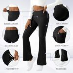 Womens Yoga Pants with Pockets High Waisted Flare Leggings Bell Bottom Yoga Dress Pants Seamless Bootcut Pants - Image 6