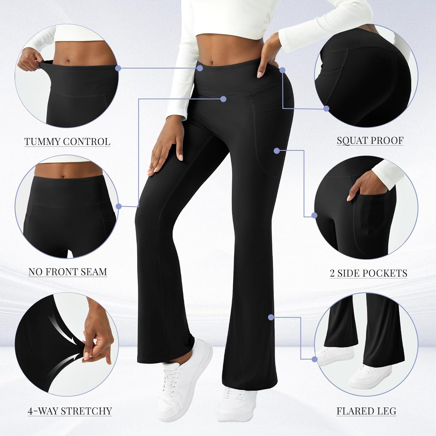 1761562866_Womens-Yoga-Pants-with-Pockets-High-Waisted-Flare-Leggings-Bell-Bottom-Yoga-Dress-Pants-Seamless-Bootcut-Pants.jpg Womens Yoga Pants with Pockets High Waisted Flare Leggings Bell Bottom Yoga Dress Pants Seamless Bootcut Pants - Image 6