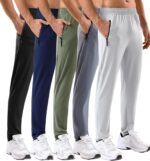 5 Pack Mens Sweatpants with Zipper Pockets Stretch Lightweight Athletic Track Pants for Men Joggers Running Workout Gym - Image 2