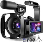 5K Video Camera Camcorder, UHD 64MP Vlogging Camera for YouTube with 3" 270° Rotatable Touch Screen, Digital Camera with IR Night Vision, 16X Zoom/WiFi/Webcam/HD/32GB Card/2 Batteries/Microphone - Image 2