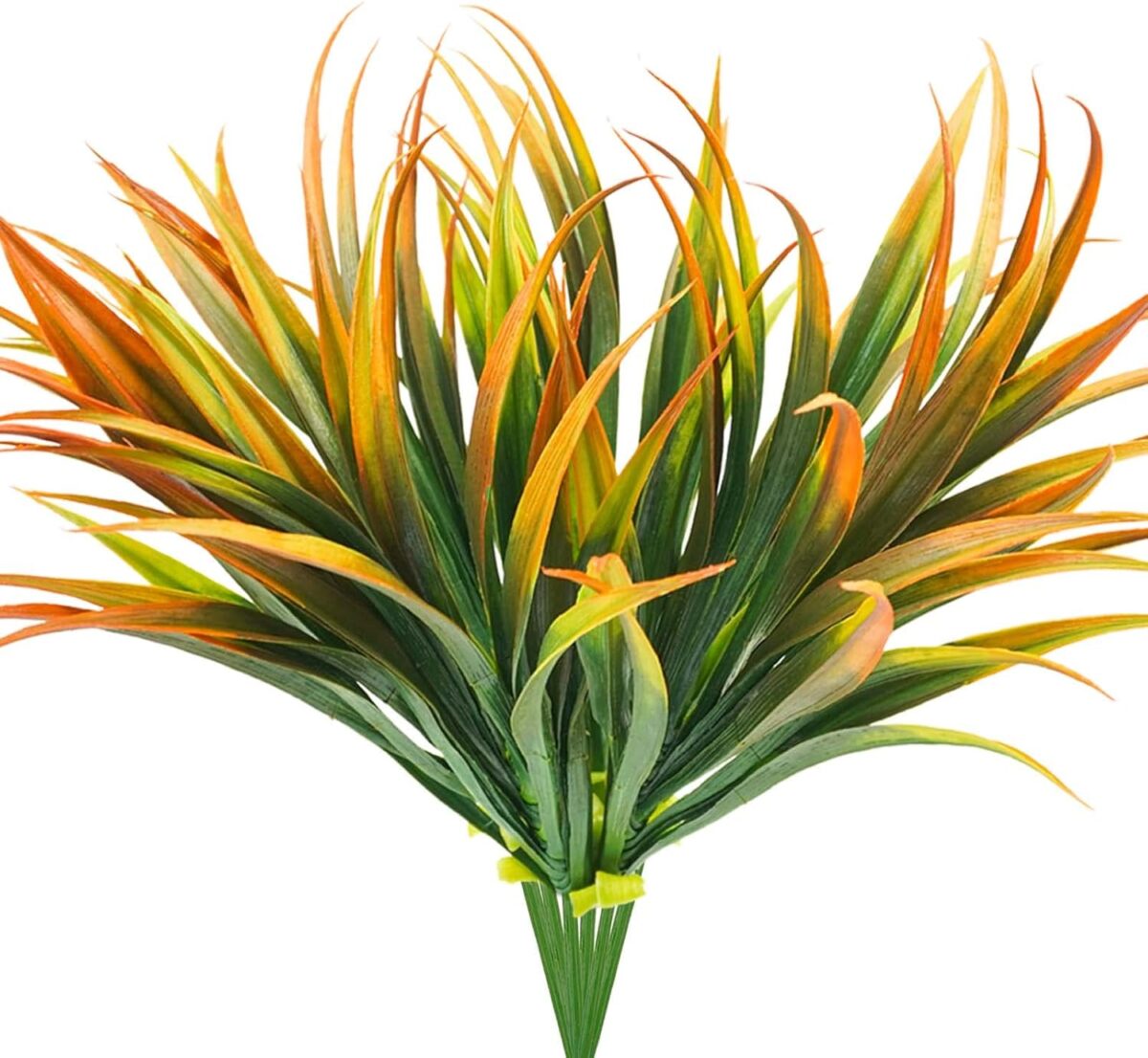 6Pcs Artificial Grass Fake Plants 17.3in Outdoor Plastic Plants UV Resistant Greenery Fake Grass for Home Window Garden Office Patio Hanging Planter Pathway Front Porch Décor Orange Yellow - Image 2