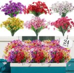 AGIRL 24 Bundles Artificial Flowers for Outdoor,No Fade Fake Plastic Flowers Faux Plants for Decoration Hanging Planters Indoor Outside Garden Porch Window Box Home Wedding Farmhouse - Image 2