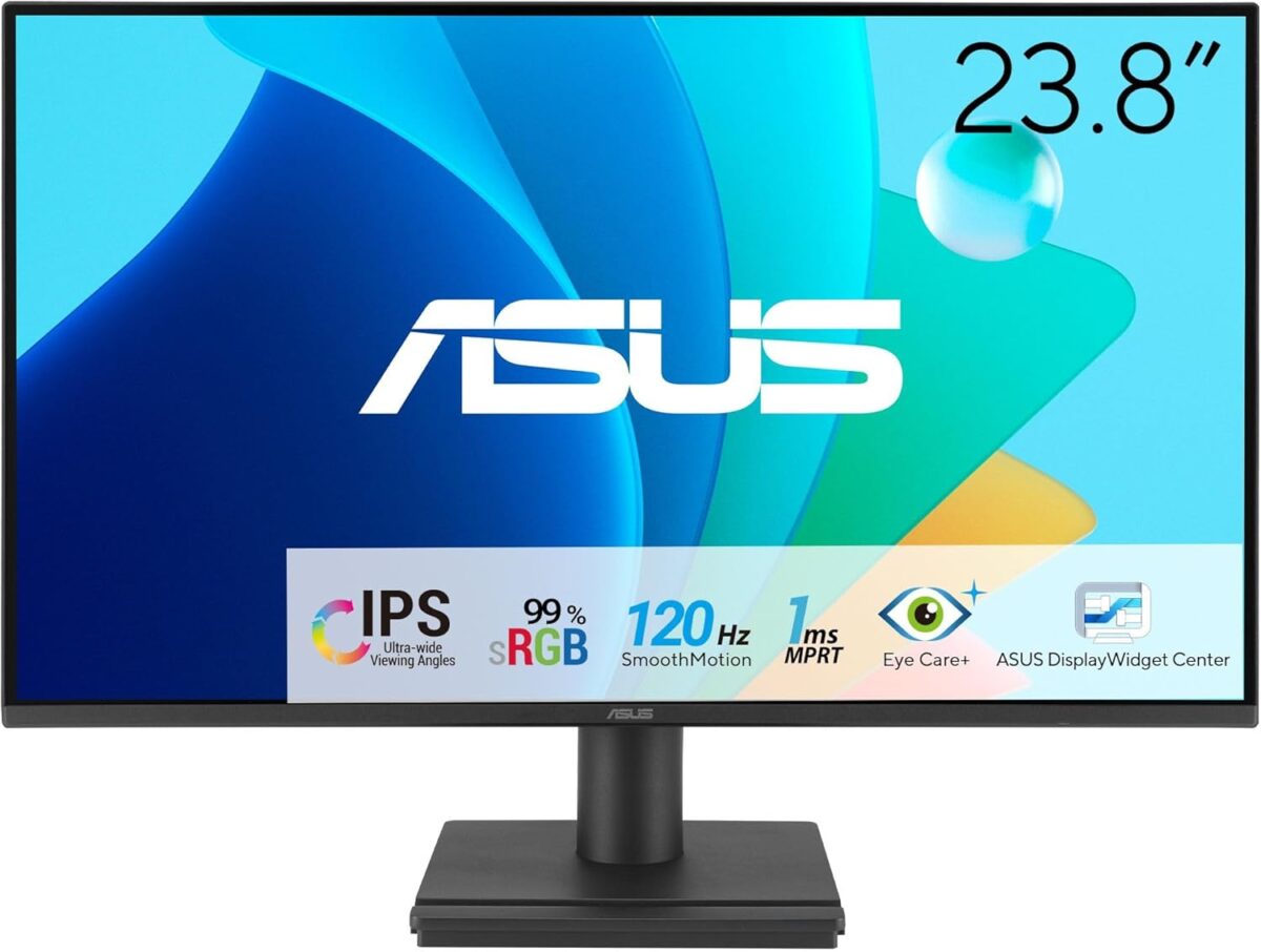 ASUS 24” (23.8-inch viewable) 1080P VA249HG Eye Care Monitor – IPS, Full HD, 99% sRGB, Frameless, 120Hz, Adaptive-Sync, 1ms, HDMI, VGA, Low Blue Light, Flicker Free, Wall Mountable, 3 yr Warranty - Image 2