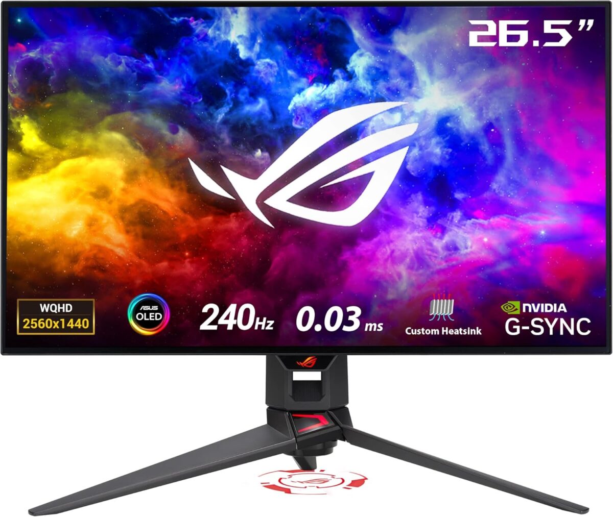 ASUS ROG Swift 27”1440P OLED DSC Gaming Monitor (PG27AQDM) - QHD (2560x1440), 240Hz, 0.03ms, G-SYNC Compatible, Anti-Glare Micro-Texture Coating, 99% DCI-P3, True 10-bit, DisplayPort,Black - Image 2