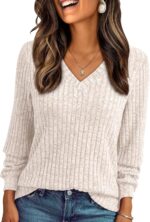 AUTOMET Womens V Neck Long Sleeve Shirt Fall Fashion Tops Tunic Dressy Casual Sweater Clothes Cute Trendy Work Outfits 2025 - Image 2