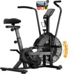 Air Bike, Exercise Bike with Magnetic & Air Resistance Fan Bike, Stationary Bike for Home Cardio Workout, Adjustable Indoor Cycling Bike with APP & Dual Action Handlebars, 350lb Capacity - Image 2