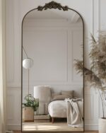 Antok Arched Full Length Mirror, 71"x28" Floor Mirror with Carved, Full Body Mirrors for HomeDecor, Standing/Halling Large Wall Mirror for Bedroom, Living Room, Cloakroom, Bronze, Retro Style - Image 2