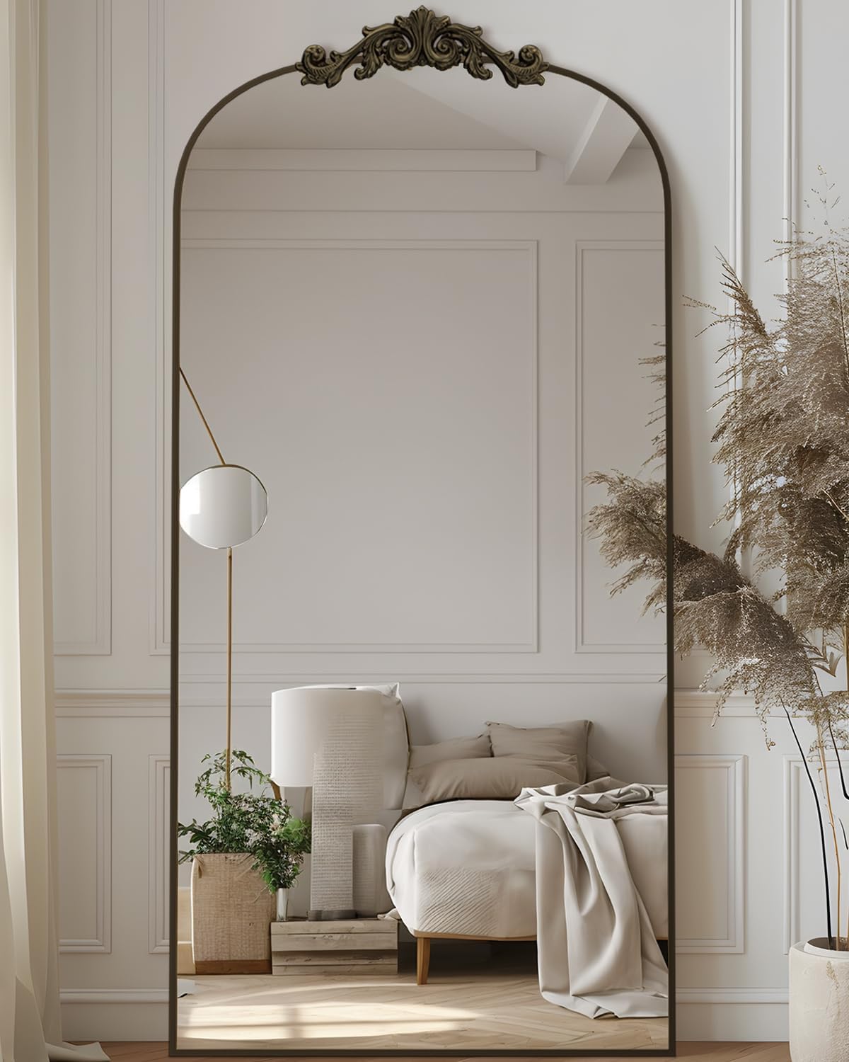Antok-Arched-Full-Length-Mirror-71x28-Floor-Mirror-with-Carved-Full-Body-Mirrors-for-HomeDecor-StandingHalling-Large-Wall-Mirror-for-Bedroom-Living-Room-Cloakroom-Bronze-Retro-Style.jpg Antok Arched Full Length Mirror, 71"x28" Floor Mirror with Carved, Full Body Mirrors for HomeDecor, Standing/Halling Large Wall Mirror for Bedroom, Living Room, Cloakroom, Bronze, Retro Style - Image 2