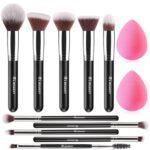 BEAKEY Makeup Brushes Set, Professional Foundation Eyeshadow Concealer Blush Powder Bronzer Applicator, 2 Blender Sponge with Beauty Paper Case - Image 2