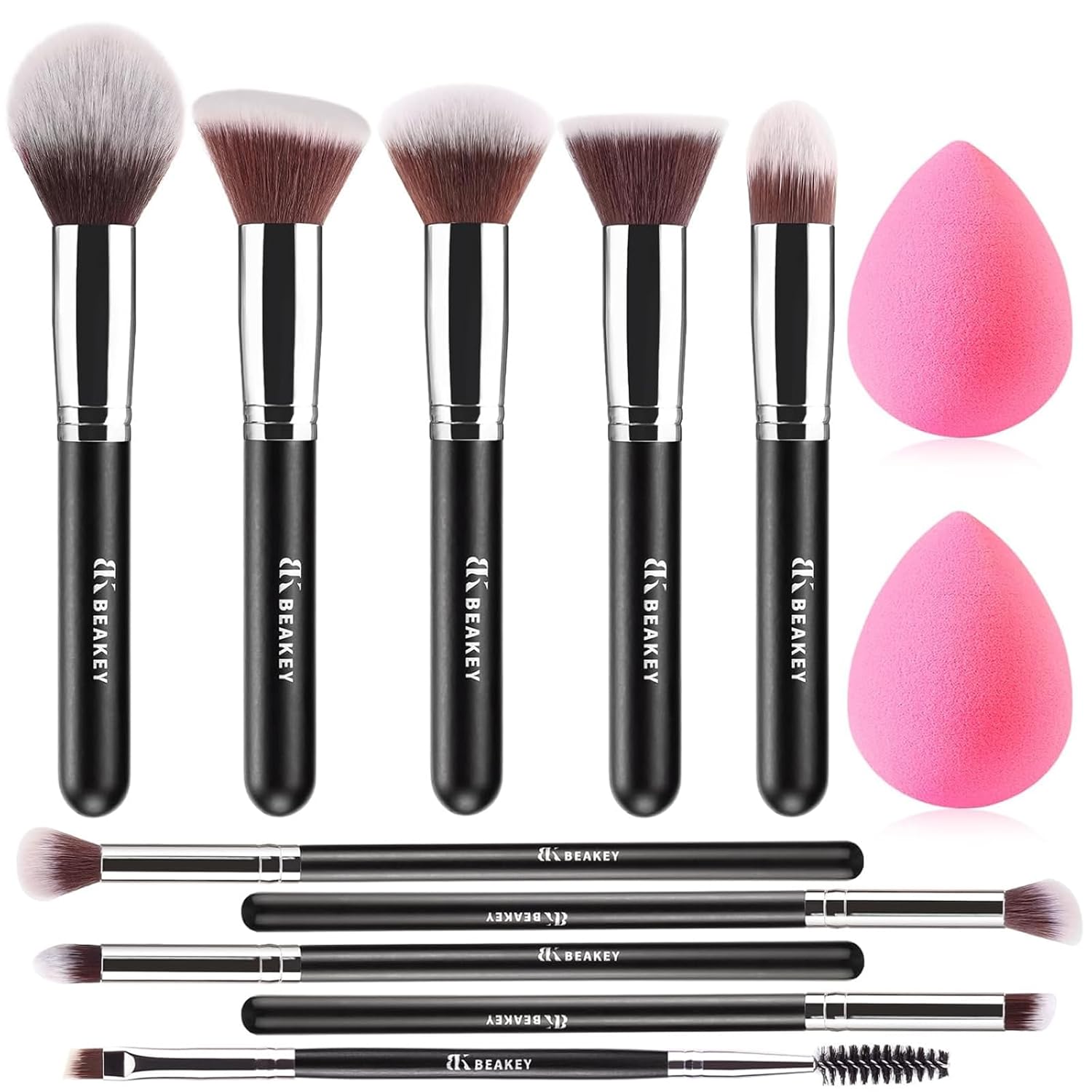 BEAKEY-Makeup-Brushes-Set-Professional-Foundation-Eyeshadow-Concealer-Blush-Powder-Bronzer-Applicator-2-Blender-Sponge-with-Beauty-Paper-Case.jpg BEAKEY Makeup Brushes Set, Professional Foundation Eyeshadow Concealer Blush Powder Bronzer Applicator, 2 Blender Sponge with Beauty Paper Case - Image 2