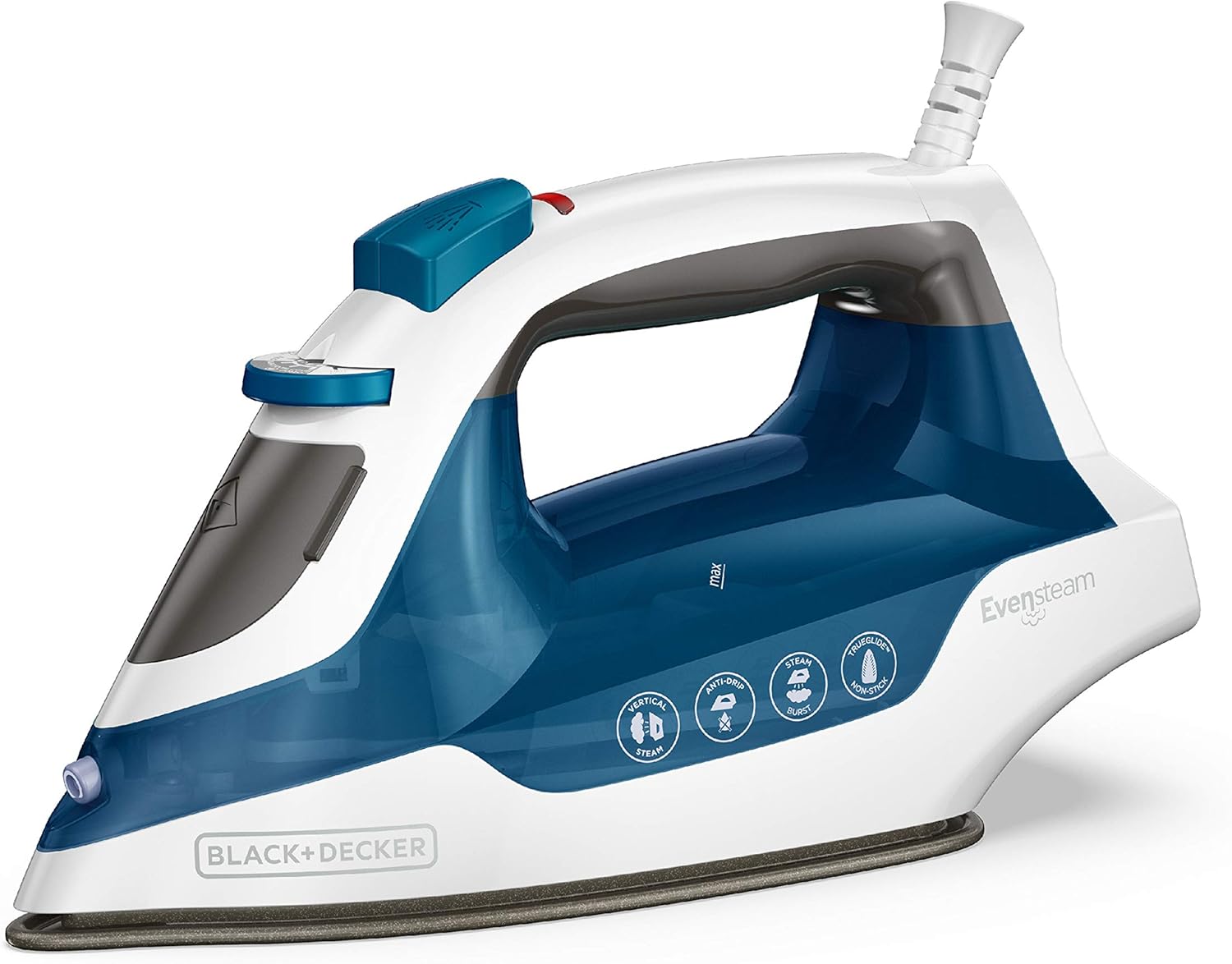 BLACKDECKER-Easy-Steam-Compact-Iron-IR06V-Dual-Position-Cord-TrueGlide-Non-Stick-Soleplate-Vertical-Steam-SmartSteam.jpg BLACK+DECKER Easy Steam Compact Iron, IR06V, Dual Position Cord, TrueGlide Non-Stick Soleplate, Vertical Steam, SmartSteam - Image 2