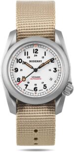 BODERRY Men's Watch Titanium Automatic Field Watch 40mm Military Watch Day Date Function 100M Waterproof with Nylon Strap Japanese Mechanical Movement & Screw Down Crown—Voyager - Image 2