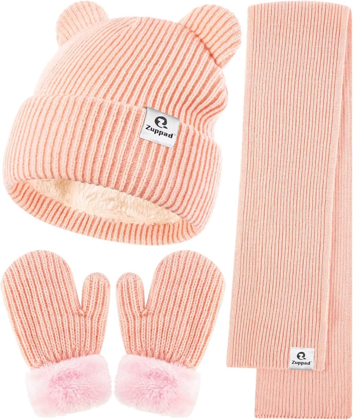 Baby Beanie Mittens Scarf Set,Toddler Infant Kids Winter Hat with Bear Ear Thermal Gloves Neck Warmer Set for Girls Boys - Image 2