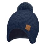 Baby Beanies, Baby Hats for Boys, Girls - Cute Toddler Winter Hat, Soft & Stretchy Beanies for Infant, Newborn 6-36 Months, Cozy & Warm with Earflap Muff & Pom (Navy) - Image 2