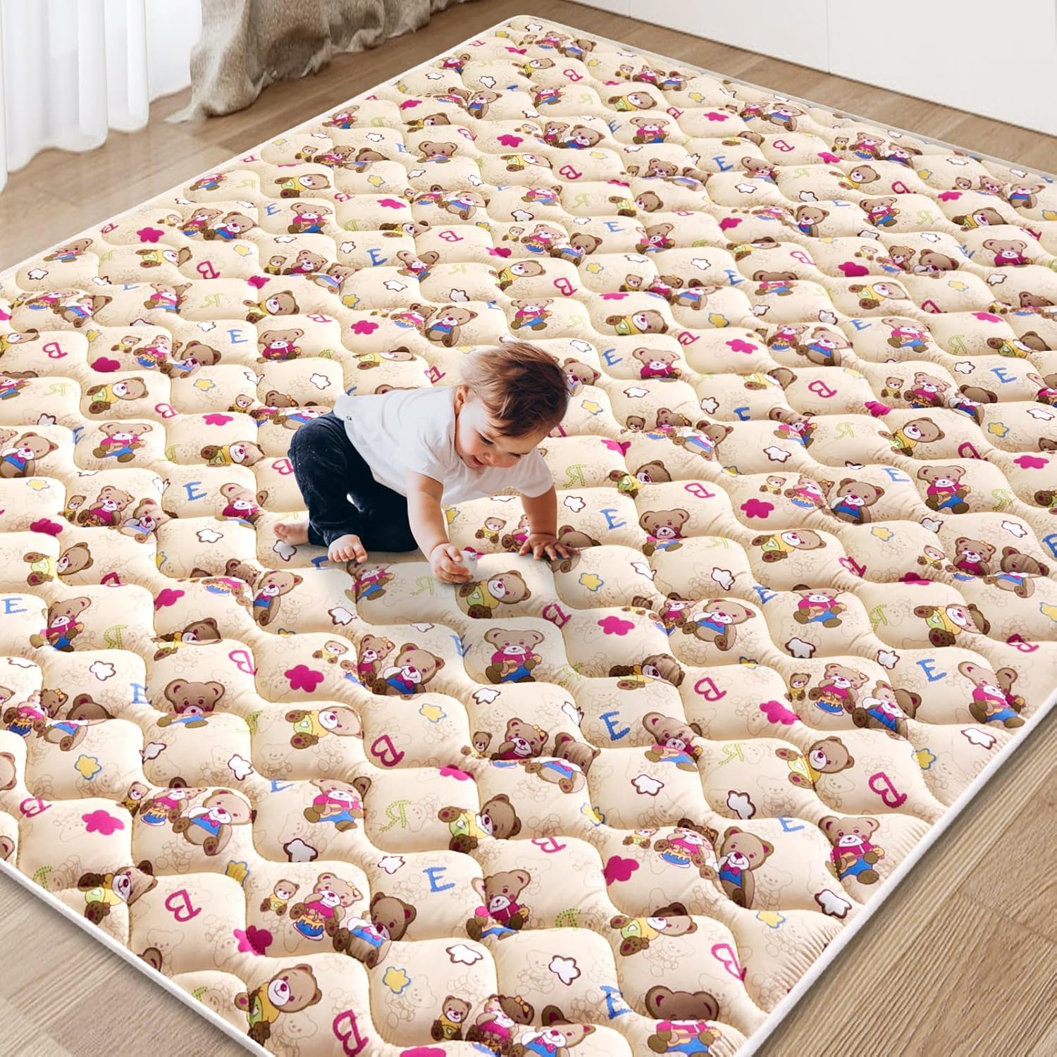 Baby-Play-Mat-71-X-59Premium-Thicker-Foam-One-Piece-Crawling-Mat-Machine-Washable-Extra-Large-Anti-Slip-Activity-Playmat-for-Babies-Toddlers-Infants.jpg Baby Play Mat - 71" X 59",Premium Thicker Foam One-Piece Crawling Mat, Machine Washable, Extra Large Anti-Slip Activity Playmat for Babies, Toddlers & Infants - Image 2