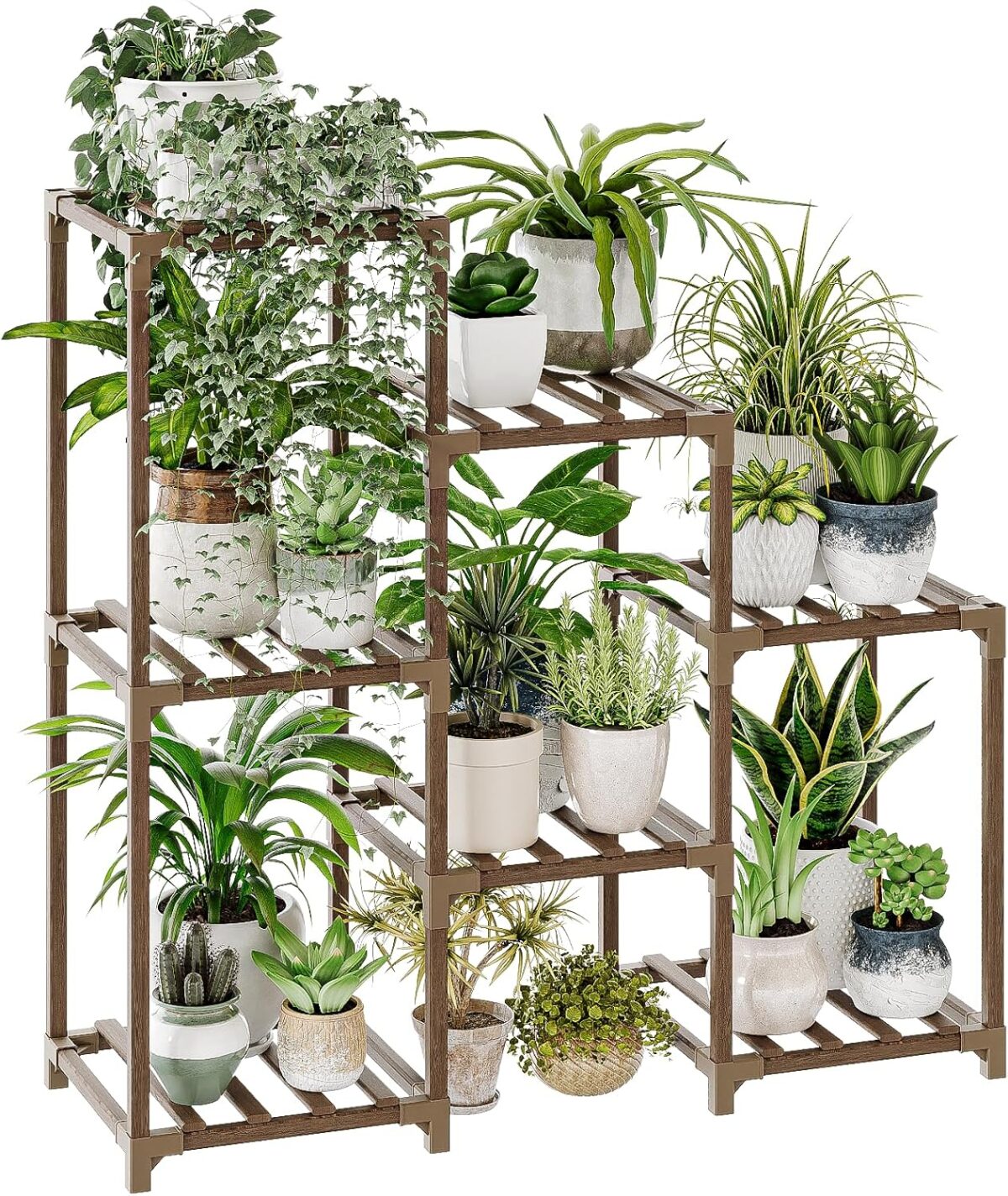 Bamworld Plant Stand Indoor Plant Shelf Outdoor Wood Plant Rack for Multiple Plants 3 Tiers Ladder Plant Holder for Living Room Patio Boho Home Decor for Gardening - Image 2