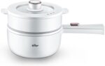 Bear Hot Pot Electric with Steamer, 1.6L Rapid Noodles Cooker, Mini Pot, Non-Stick Frying Pan for Steak, Ramen, Egg, Oatmeal, Soup with Power Adjustable - Image 2
