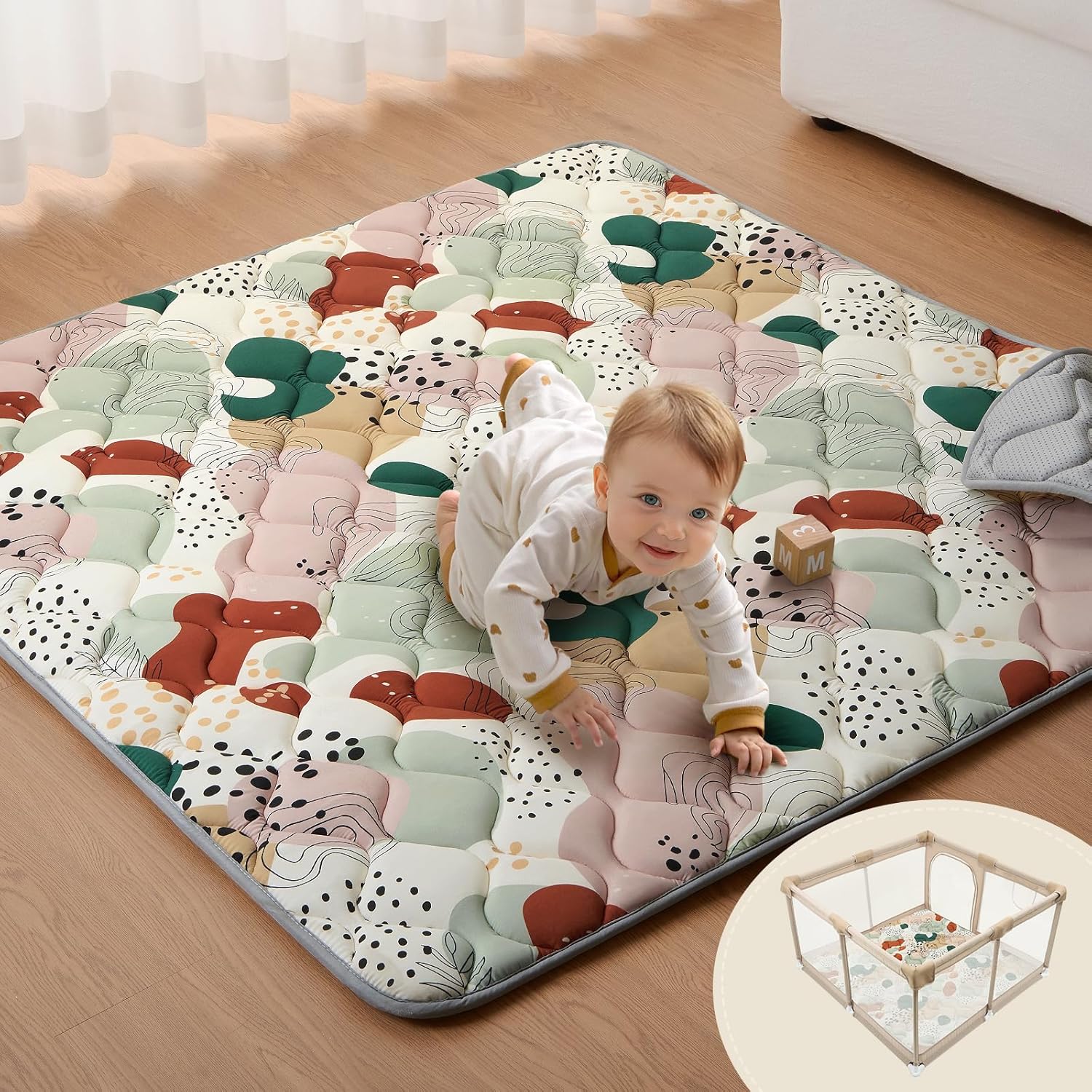 Blissful-Diary-Baby-Play-Mats-for-Floor-50x50-Inch-Crawling-Mat-for-Playpen-Thick-Padding-Foam-Playmats-for-Babies-and-Toddlers-Modern-Abstract.jpg Blissful Diary Baby Play Mats for Floor, 50x50 Inch Crawling Mat for Playpen, Thick Padding Foam Playmats for Babies and Toddlers, Modern Abstract - Image 2