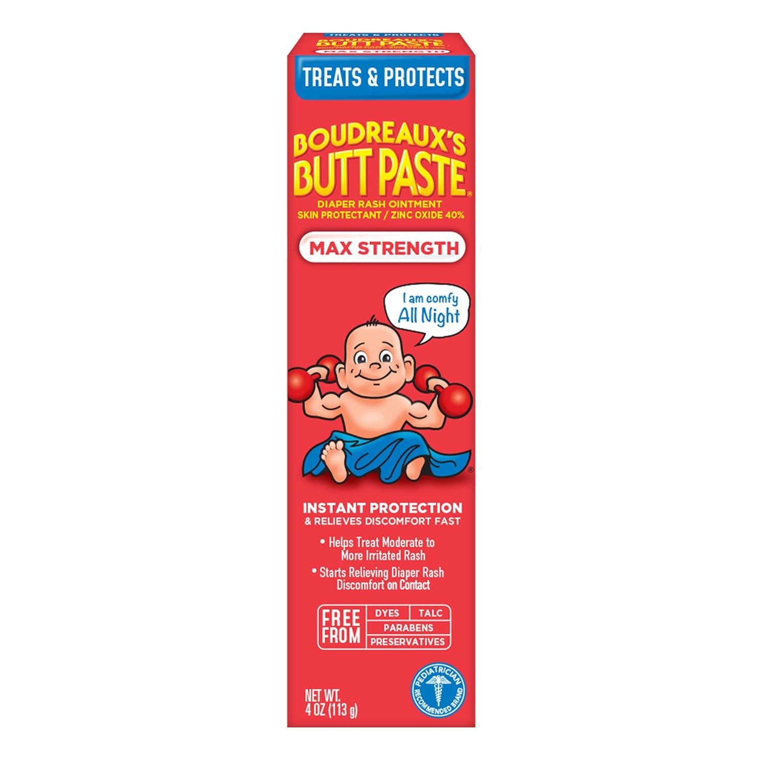 Boudreauxs-Butt-Paste-Maximum-Strength-Diaper-Rash-Cream-Ointment-for-Baby-4-oz-Tube.jpg Boudreaux's Butt Paste Maximum Strength Diaper Rash Cream, Ointment for Baby, 4 oz Tube - Image 2