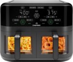 CHEFMAN 6 Quart Dual Basket Air Fryer Oven with Easy View Windows, Sync Finish, Hi-Fry, Auto Shutoff, 2 Independent 3Qt Nonstick Dishwasher Safe Frying Baskets, Digital Double Air Fryer - Black - Image 2