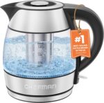 CHEFMAN Electric Kettle - 1.2L 1500W Hot Water Tea Pot with Infuser, BPA Free, Auto Shut Off, Boil-Dry Protection, Removable Lid, LED Light, Cordless Glass Electric Tea Kettle – Stainless Steel - Image 2
