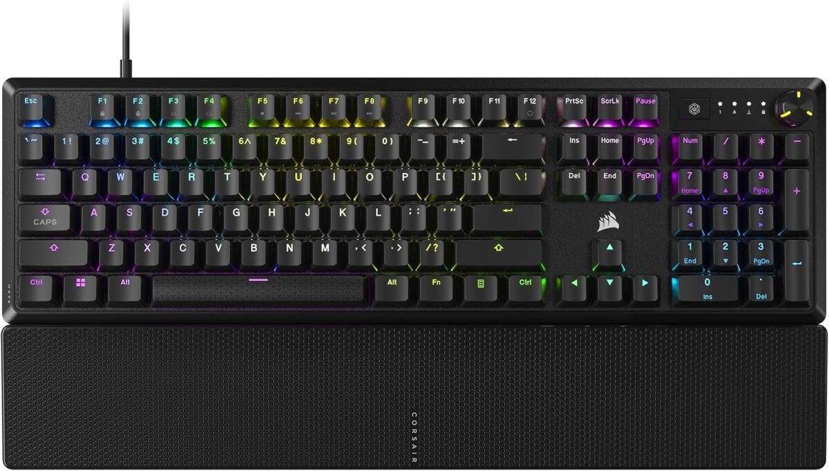 CORSAIR K70 CORE RGB Mechanical Wired Gaming Keyboard with Palmrest – Pre-Lubed MLX Red Linear Switches, SOCD, ABS Double-Shot Keycaps, Sound Dampening, Media Control Dial, QWERTY NA – Black - Image 2