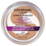 COVERGIRL Simply Ageless Instant Wrinkle Defying Foundation, SPF 28, Hyaluronic Complex & Vitamin C - 215 Natural Ivory, Pack of 1 - Image 2