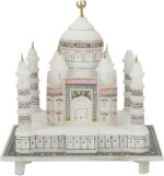 Carry Me Indian White Marble Handmade Agra Taj Mahal Replica Model with Colourful Painting (6 INCH) - Image 2