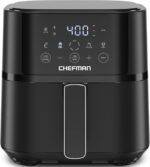 Chefman Air Fryer – 4 QT Compact Airfryer for Quick & Easy Meals in Minutes, Features Hi-Fry Technology for Extra Crisp, Touchscreen Controls with 4 Presets, Nonstick & Dishwasher Safe Basket - Black - Image 2