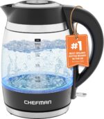 Chefman Electric Kettle, 1.8L 1500W, Hot Water Boiler, Removable Lid for Easy Cleaning, Auto Shut Off, Boil-Dry Protection, Stainless Steel Filter, BPA Free, Borosilicate Glass Electric Tea Kettle - Image 2
