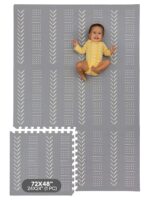 Childlike Behavior Baby Play Mat - 72x48-Inch Tummy Time Mat - 6-Piece Interlocking Foam Floor Tiles for Toddlers - Soft Waterproof for Floor Play and Crawling - Grey - Image 2