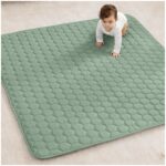 Comfy Cubs Square Kids Play Mat - 56 x 56 inches Soft Quilted Baby Floor Mat with Non-Slip Bottom - Plush Design for Toddlers' Playtime and Relaxation - Comfortable and Durable - Fern - Image 2