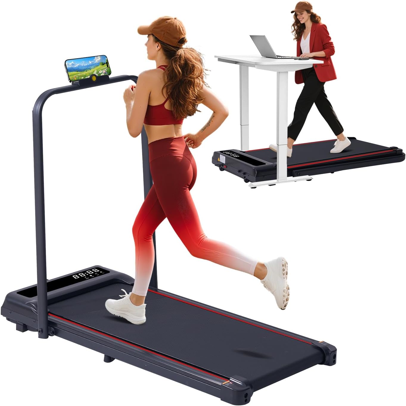 Compact-Walking-Pad-with-Handle-Bar-Poratble-Small-Walking-Pads-Treadmills-for-Home-Small-with-Handles-3.0HP-Electric-Under-The-Desk-Treadmills-f-with-0.6-6.2MPH-and-320LBS.jpg Compact Walking Pad with Handle Bar, Poratble Small Walking Pads Treadmills for Home Small with Handles, 3.0HP Electric Under The Desk Treadmills f with 0.6-6.2MPH and 320LBS - Image 2