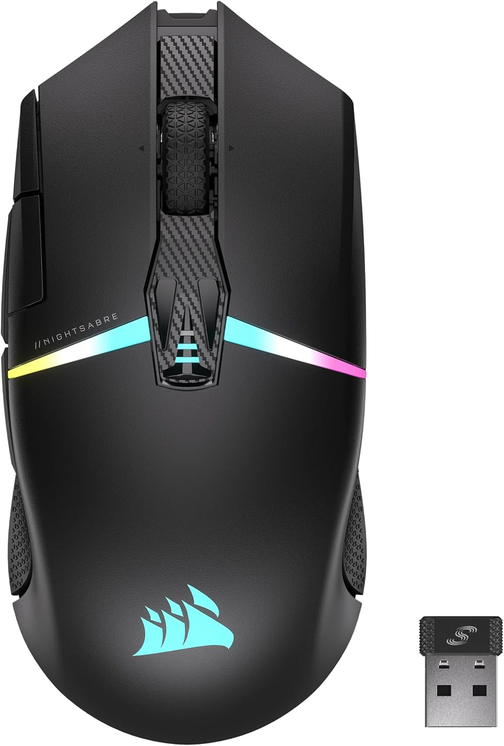 Corsair-NIGHTSABRE-RGB-Wireless-Gaming-Mouse-for-FPS-MOBA-26000-DPI-11-Programmable-Buttons-Up-to-100hrs-Battery-iCUE-Compatible-Black.jpg Corsair NIGHTSABRE RGB Wireless Gaming Mouse for FPS, MOBA - 26,000 DPI - 11 Programmable Buttons - Up to 100hrs Battery - iCUE Compatible - Black - Image 2