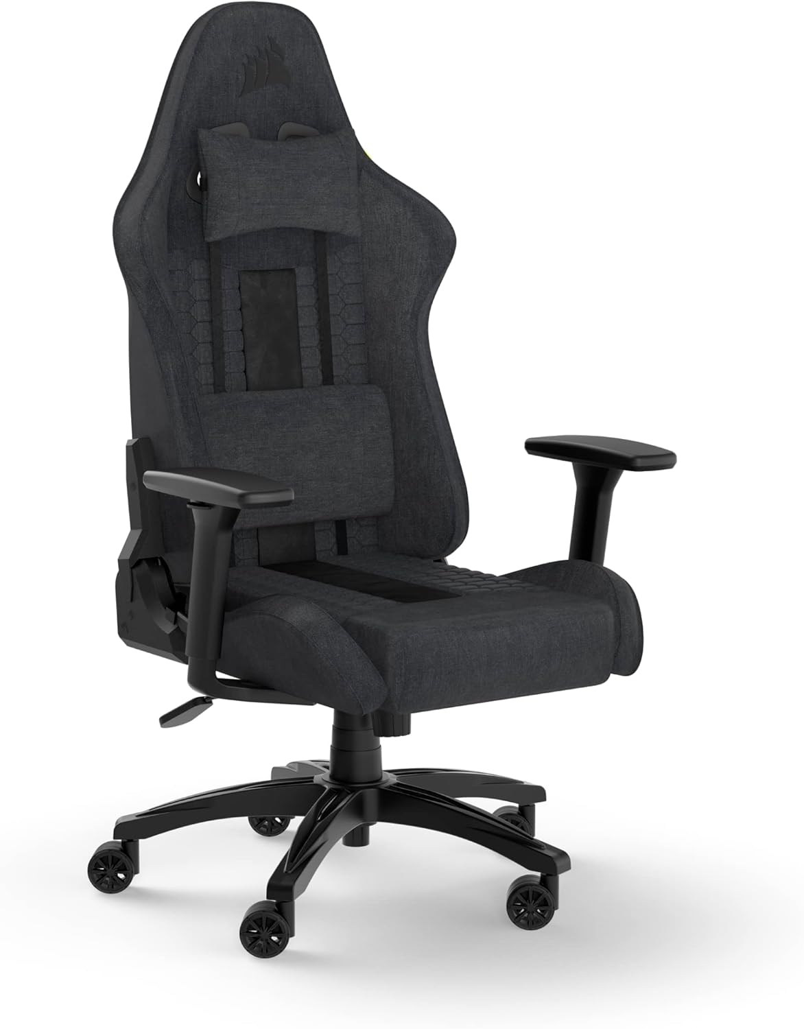 Corsair-TC100-Relaxed-Gaming-Chair-Fabric-Racing-Inspired-Design-Lumbar-Pillow-Detachable-Memory-Foam-Neck-Pillow-Adjustable-Seat-Height-Adjustable-Armrests-Gray-and-Black.jpg Corsair TC100 Relaxed Gaming Chair - Fabric - Racing-Inspired Design - Lumbar Pillow - Detachable Memory Foam Neck Pillow - Adjustable Seat Height - Adjustable Armrests - Gray and Black - Image 2