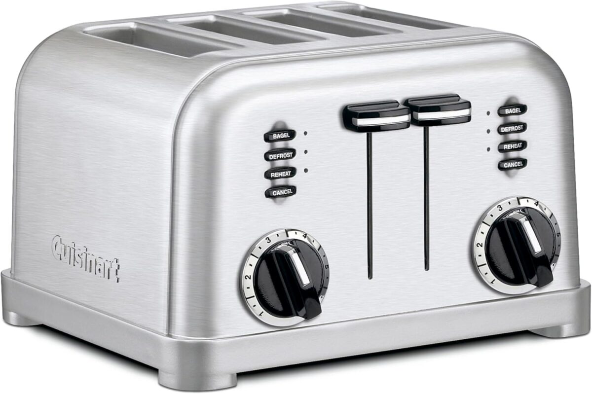 Cuisinart 4 Slice Toaster, Compact Stainless Steel Toaster with Extra-Wide Slots for Toasting Bread, French Toast, Bagels and Pastries, Defrost & Reheat Functions, CPT-180P1, Brushed Stainless - Image 2
