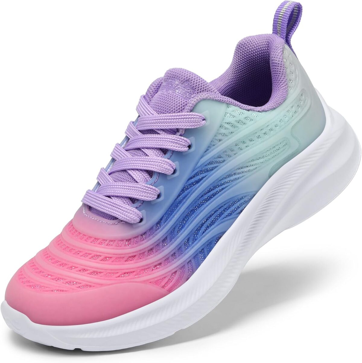 DREAM PAIRS Girls Boys Shoes Kids Lace up Tennis Sparkle Glitter Athletic Running Sneakers - Image 2