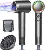 DYS0N Alternative Hair Dryer - 1 Min Fast Drying, High-Speed Blow Dryer with 500 Million Negative Ions, No Heat Damage, Low Noise, Lightweight, Professional Hairdryer with Diffuser & Nozzle, Gunmetal - Image 2