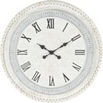 Deco 79 Wood Carved Beading Wall Clock, 22" x 1" x 22", White - Image 2