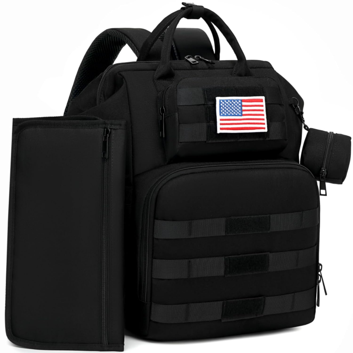 Diaper-Bag-Backpack-for-Dad-and-Men-Large-Travel-Baby-Bag-with-Changing-Pad-Pacifier-Case-Removable-Flag-Patch-Baby-Shower-Gifts-Shadow-Black.jpg Diaper Bag Backpack for Dad and Men, Large Travel Baby Bag with Changing Pad, Pacifier Case, Removable Flag Patch - Baby Shower Gifts - Shadow Black - Image 2