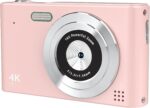 Digital Camera, Camera for Kids, UHD 4K 48MP Point and Shoot Digital Cameras with 64GB SD Card and 16X Digital Zoom Anti Shake, Compact Portable Small Gift for Boys Girls Students, Pink - Image 2