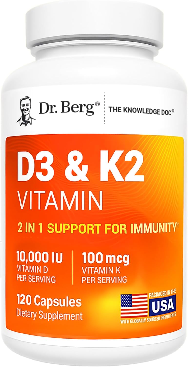 Dr.-Berg-Maximum-Strength-7-in-1-Vitamin-D3-K2-10000-IU-Naturally-Derived-D3-4X-Lab-Tested-Verified-High-Absorption-Formula-K2-D3-Vitamin-Supplement-120-Capsules.jpg Dr. Berg Maximum Strength 7-in-1 Vitamin D3 K2 10,000 IU | Naturally Derived D3 | 4X Lab-Tested & Verified | High Absorption Formula | K2 D3 Vitamin Supplement - 120 Capsules - Image 2