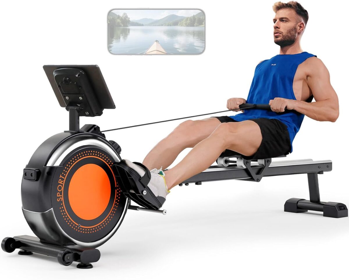 Dripex Rowing Machines for Home Use, Rowing Machine Magnetic Rower, Max 350 LBS, 16 Levels of Workout Resistance, Dual Slide Rail, Bluetooth App Compatible, LCD Monitor, Row Machine for Gym Exercise - Image 2