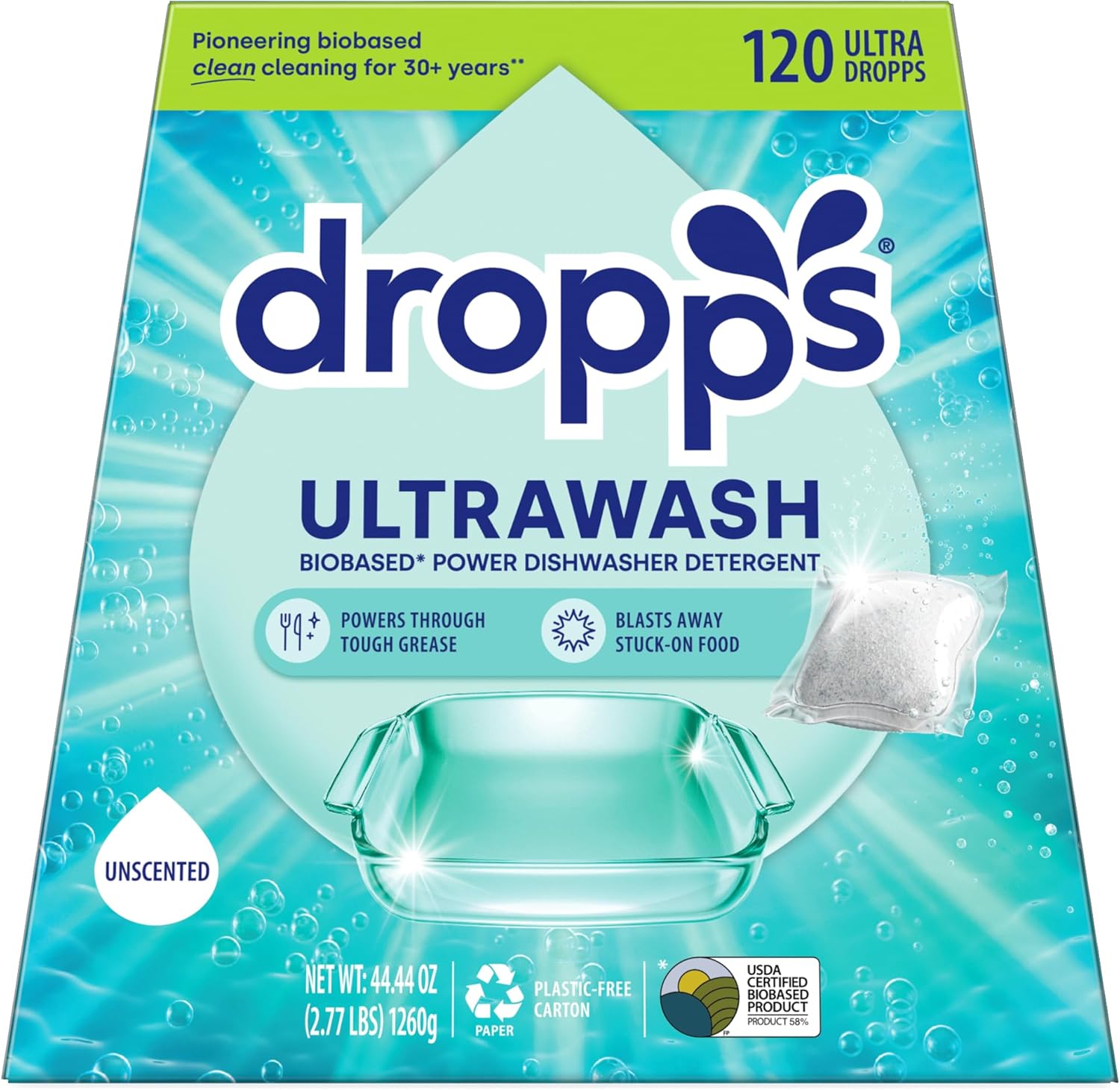 Dropps-UltraWash-Dishwasher-Pods-Unscented-120-Count-Biobased-Power-Deep-Clean-Dishwasher-Detergent-Tablets-for-Sparkling-Shiny-Dishes-No-Rinse-Aid-or-Pre-Wash-Needed-Dishwashing-Pods.jpg Dropps UltraWash Dishwasher Pods, Unscented (120 Count) - Biobased Power Deep Clean Dishwasher Detergent Tablets for Sparkling Shiny Dishes - No Rinse Aid or Pre-Wash Needed - Dishwashing Pods - Image 2