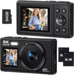 Dual Screen 5K Digital Camera for Vlogging, 80MP WiFi Camera with Front Display, 18X Zoom, Fill Light, Includes 64GB Card & 2 Batteries - Image 2