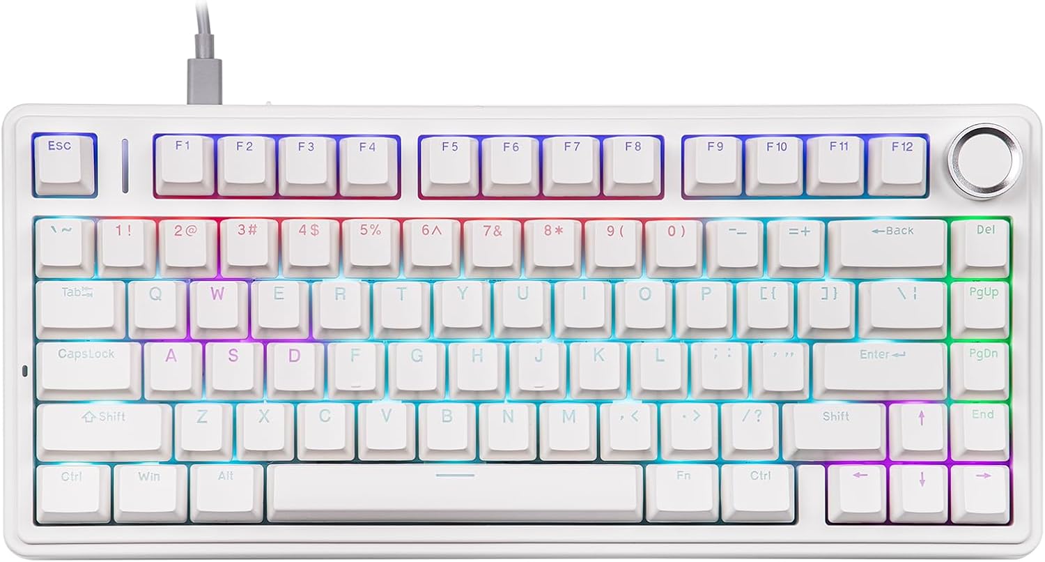 EPOMAKER-Aula-F75-Wired-75-Gaming-Keyboard-with-Knob-Shine-Through-ABS-Keycap-Gasket-Structure-Programmable-Hot-Swappable-Creamy-Mechanical-Keyboard-for-GamesOffice-White.jpg EPOMAKER Aula F75-Wired 75% Gaming Keyboard with Knob, Shine Through ABS Keycap, Gasket Structure, Programmable, Hot Swappable Creamy Mechanical Keyboard for Games/Office (White) - Image 2