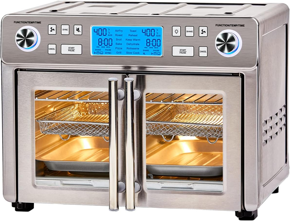 Emeril-Lagasse-Dual-Zone-360-Air-Fryer-Oven-Combo-with-French-Door-25-QT-Extra-Large-Cook-Two-Foods-in-Different-Ways-Up-to-60-Faster-from-Frozen-to-Finish.jpg Emeril Lagasse Dual Zone 360 Air Fryer Oven Combo with French Door, 25 QT Extra Large, Cook Two Foods in Different Ways, Up to 60% Faster from Frozen to Finish - Image 2